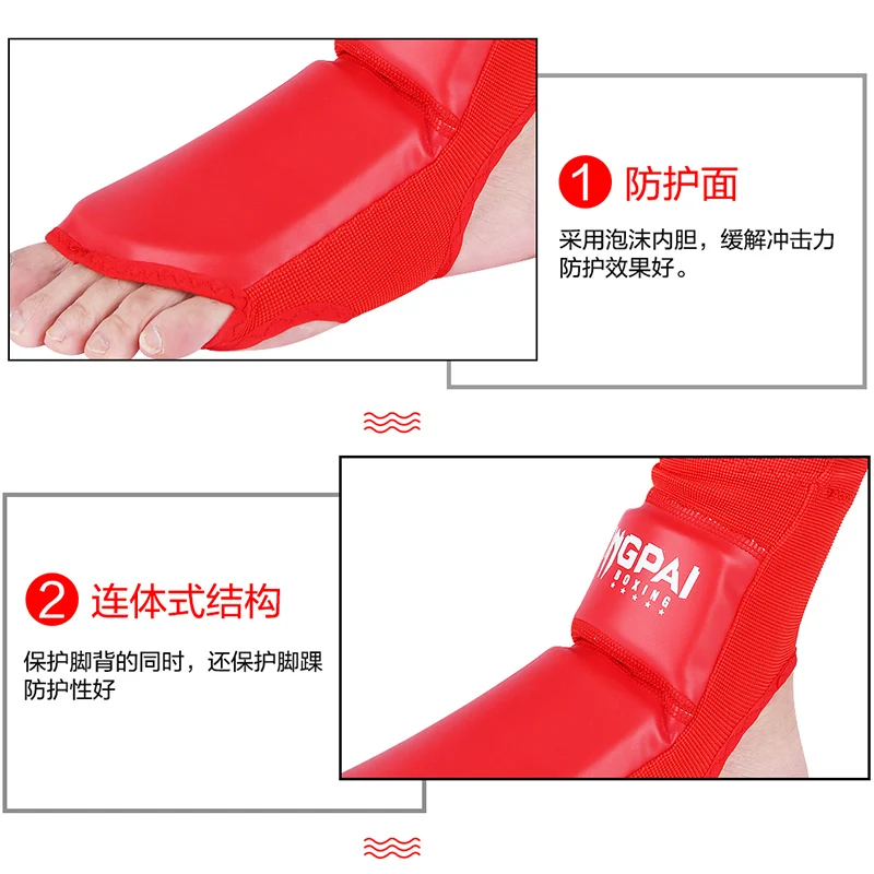 PU Leather Instep Ankle Guard MMA Boxing Muay Thai Foot Guards Feet Protector Martial Arts Wushu Sanda Training Protective Gear