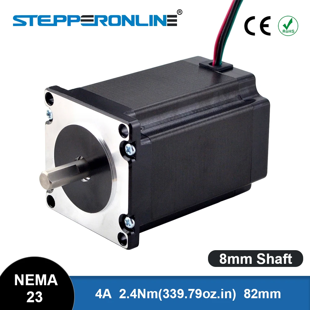 

STEPPERONLINE Nema 23 Stepper Motor 2.4Nm 57x82mm 4A D=8mm Nema23 Stepping Motor CNC Router Engraving Milling Machine