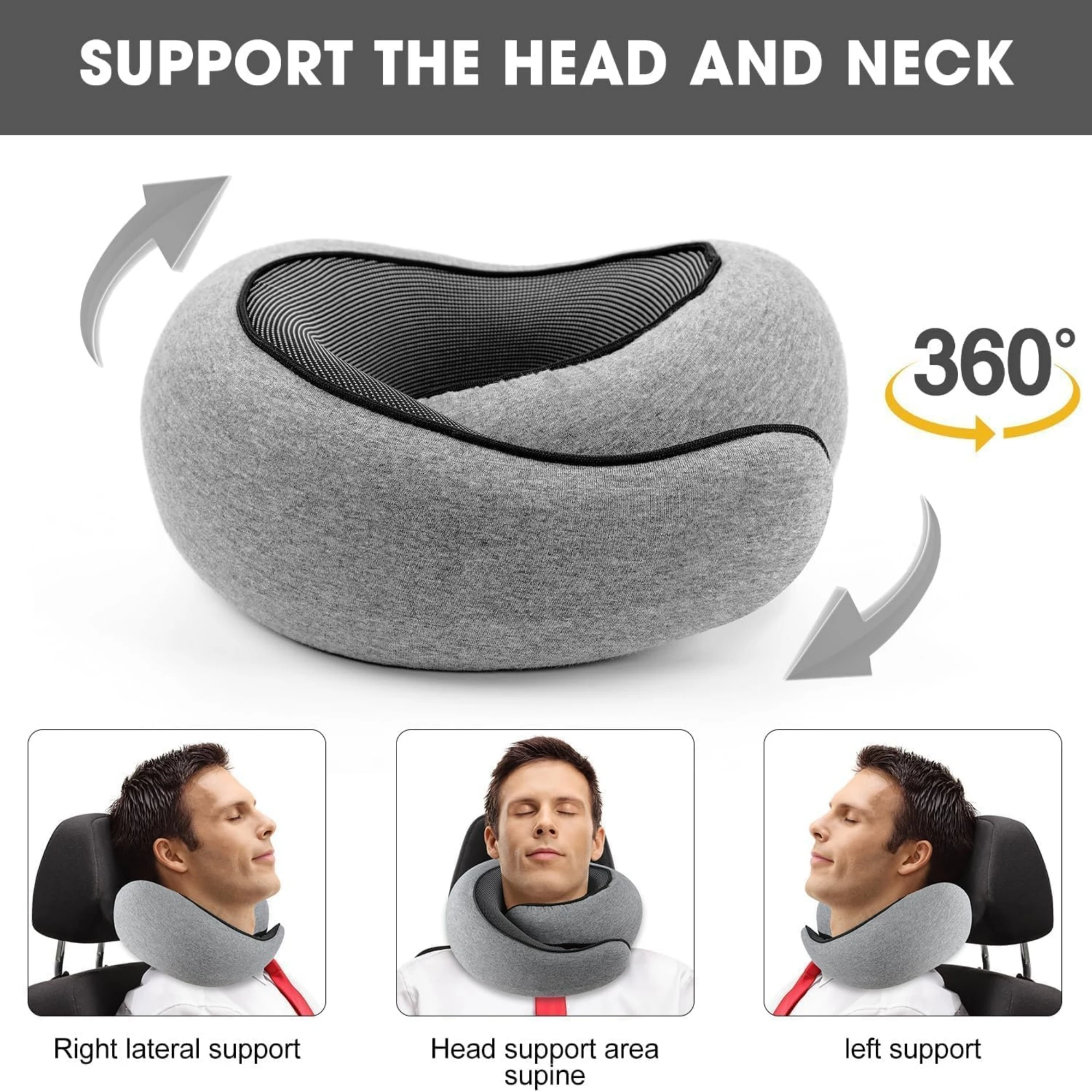 Travel Neck Pillow Memory Foam U-shaped Pillow Snail Style Travel Neck Support Portable Adjustable Soft Noon Break Sleep Pillow