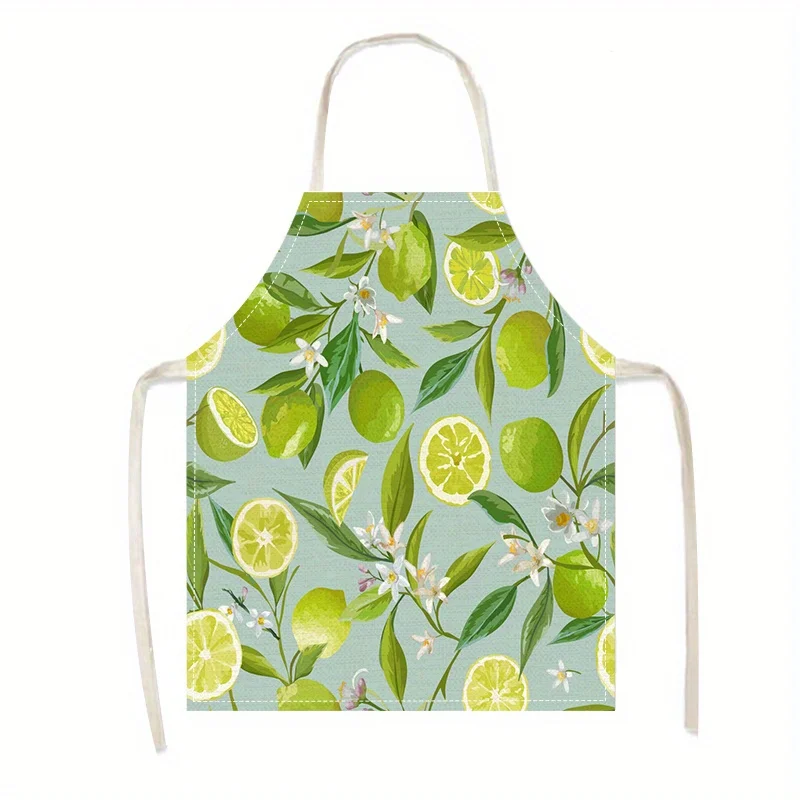 

Фартук с акварельным цветочным принтом (лимон, лайм), зеленый, для женщин, для кухни, выпечки, садоводства, летний, свежий стиль, 1 шт.