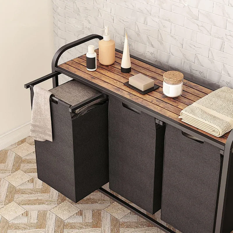 Home Multifunctional Cart Storage Rack Floor Classification Dirty Clothes Basket With Wheel Movable Clothes Storage Basket