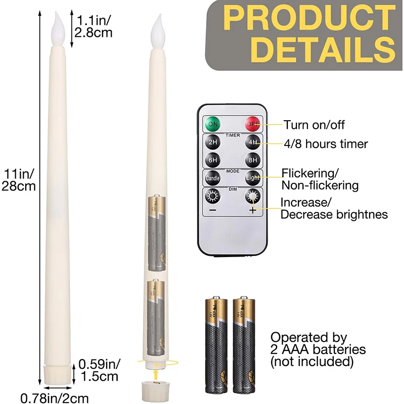 240-12 sztuk bezpłomieniowe świece stożkowe migocząca świeca LED na baterie sztuczna świeca woskowa z pilotem i timerem na imprezy