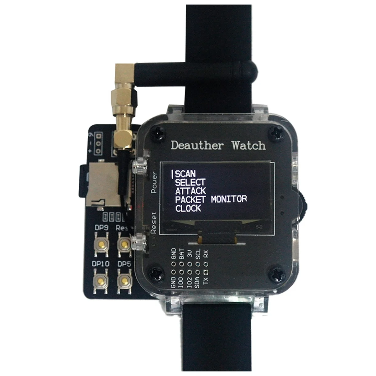 

Deauther Watch V4S (Deauthe&Bad USB) ESp8266+Atmega32U4 1000MAh Battery SD Card USB Rubber Ducky Silicone Strap