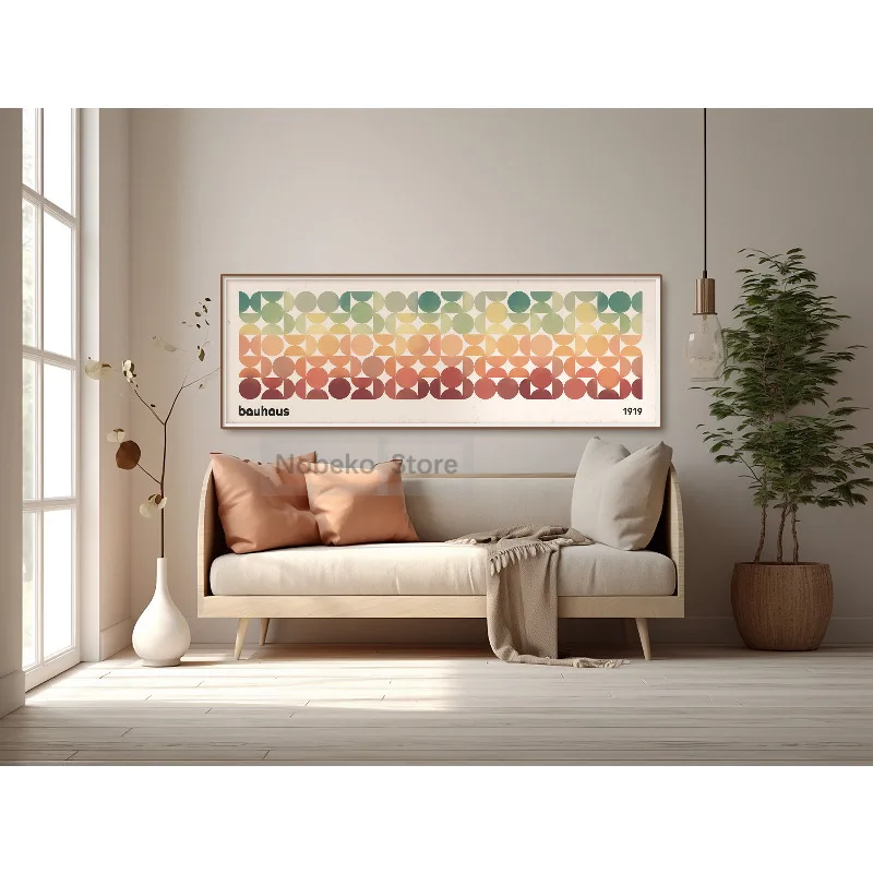Bauhaus Colorful Abstract Long Horizontal Geometric Exhibition Long Narrow Wide Large Poster and Print Pictures Home Room Decor