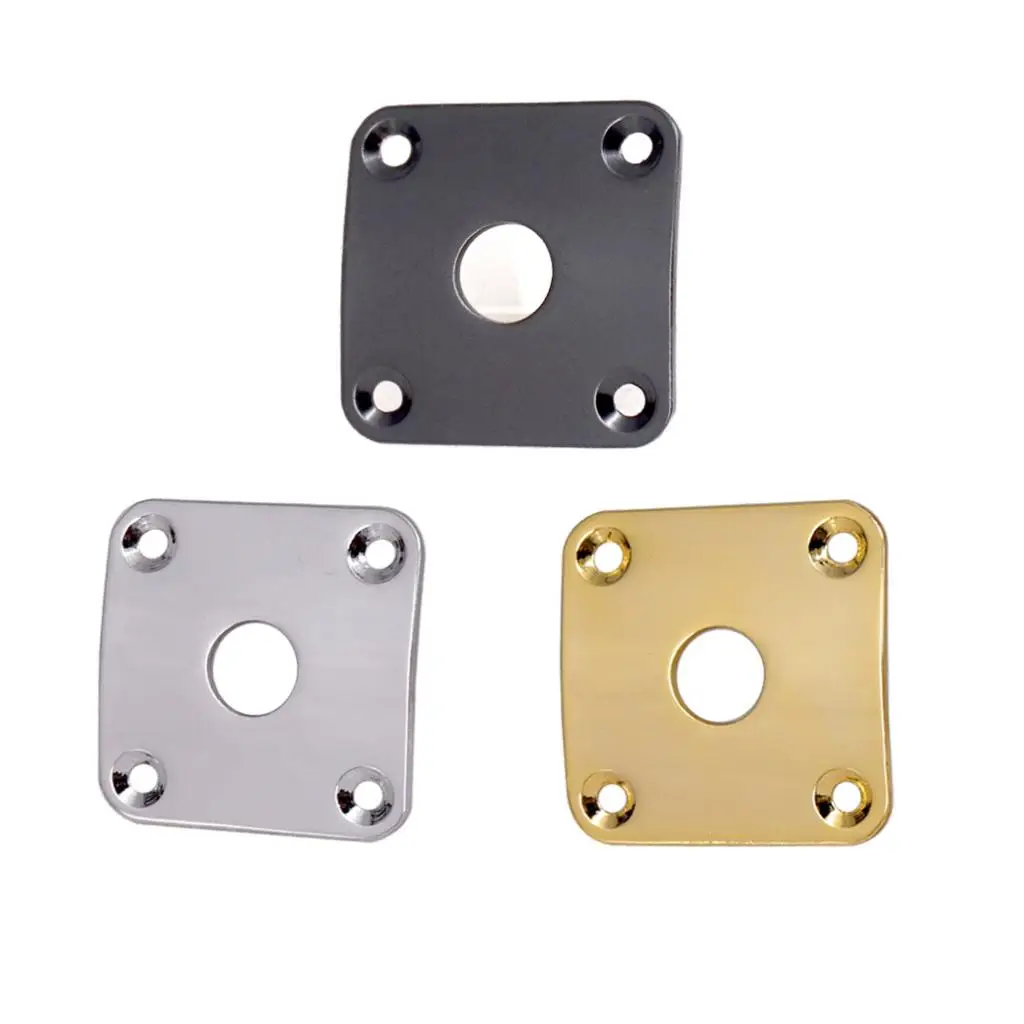 Tooyful 2pcs Metal Curved Bottom Jack Plate Square Jackplate for LP Electric Guitar Parts