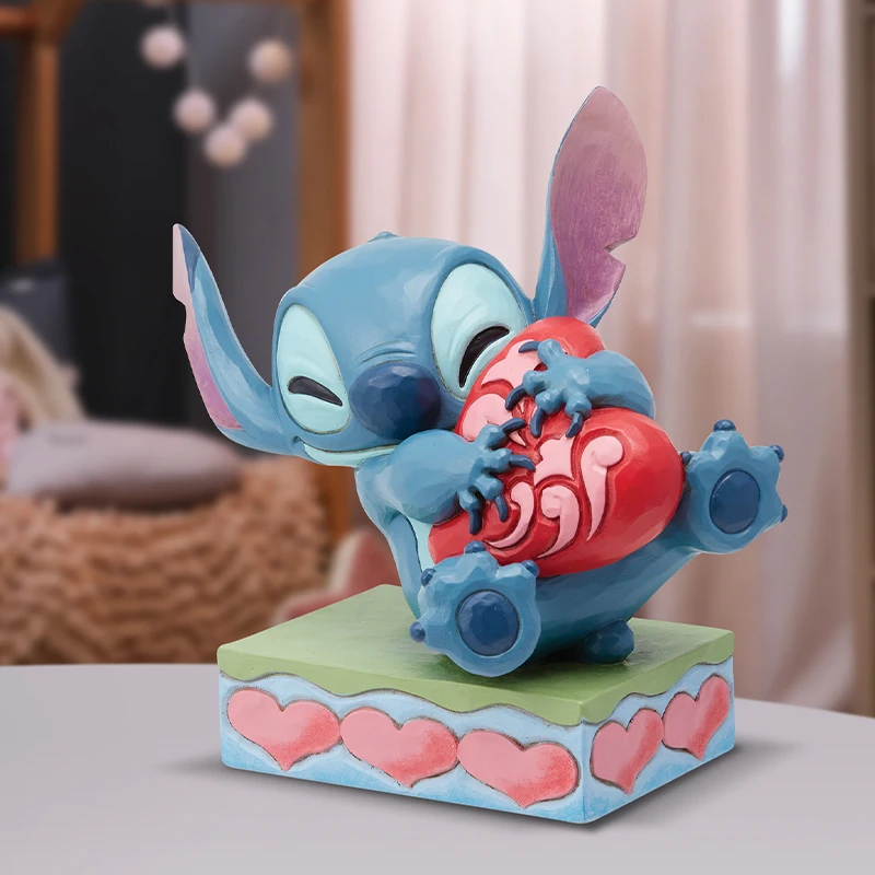 

Disney Official Stitch Love Heart Resin Figurine Hand-Painted Collectible Statue With Glowing Base & Birthday Surprise Gift Box