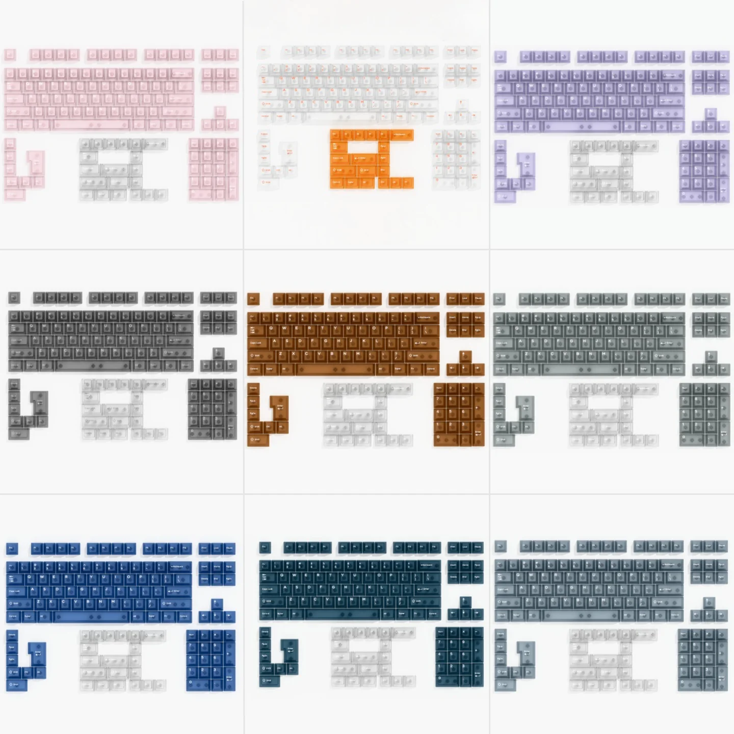 

Многоцветные прозрачные колпачки для клавиш с туманом, вишневый профиль, блестящие колпачки для клавиш ПК, матовые колпачки для клавиш в стиле минимализм для механической клавиатуры MX