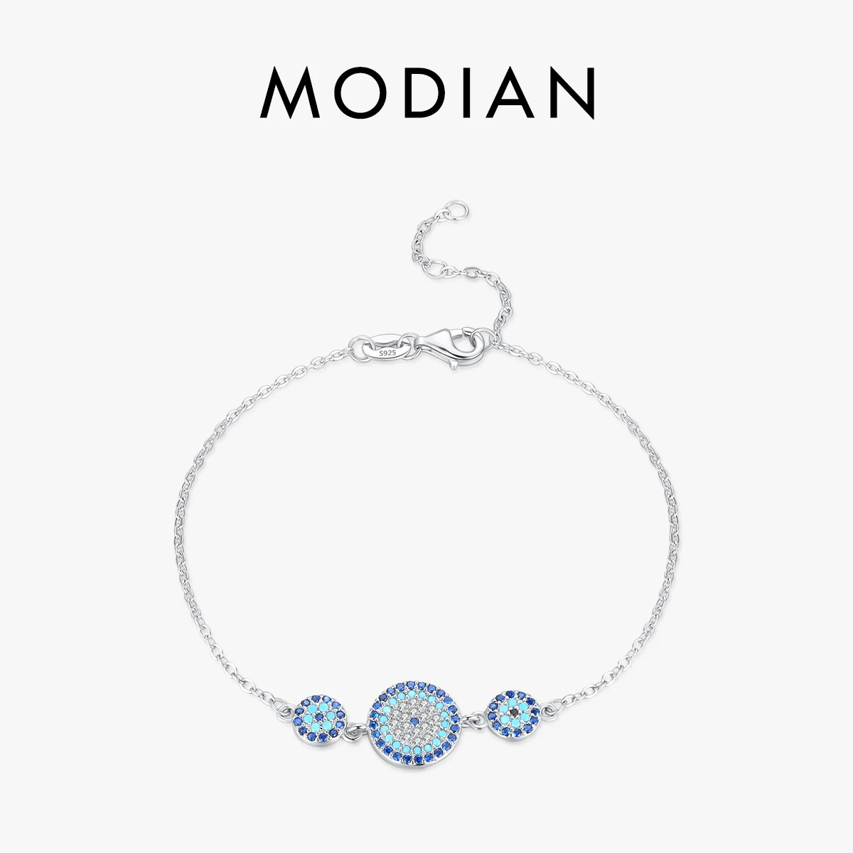 MODIAN Brand New 925 Sterling Silver Luxury Style Vintage Turquoise Charm Adjustable Link Chain Bracelet For Women Fine Jewelry