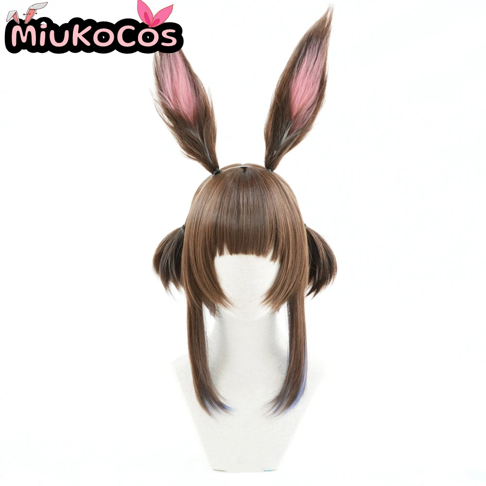 متوفر في المخزون شعر مستعار تأثيري أميا مع آذان لعبة MiukoCosplay لفرسان تأثيري