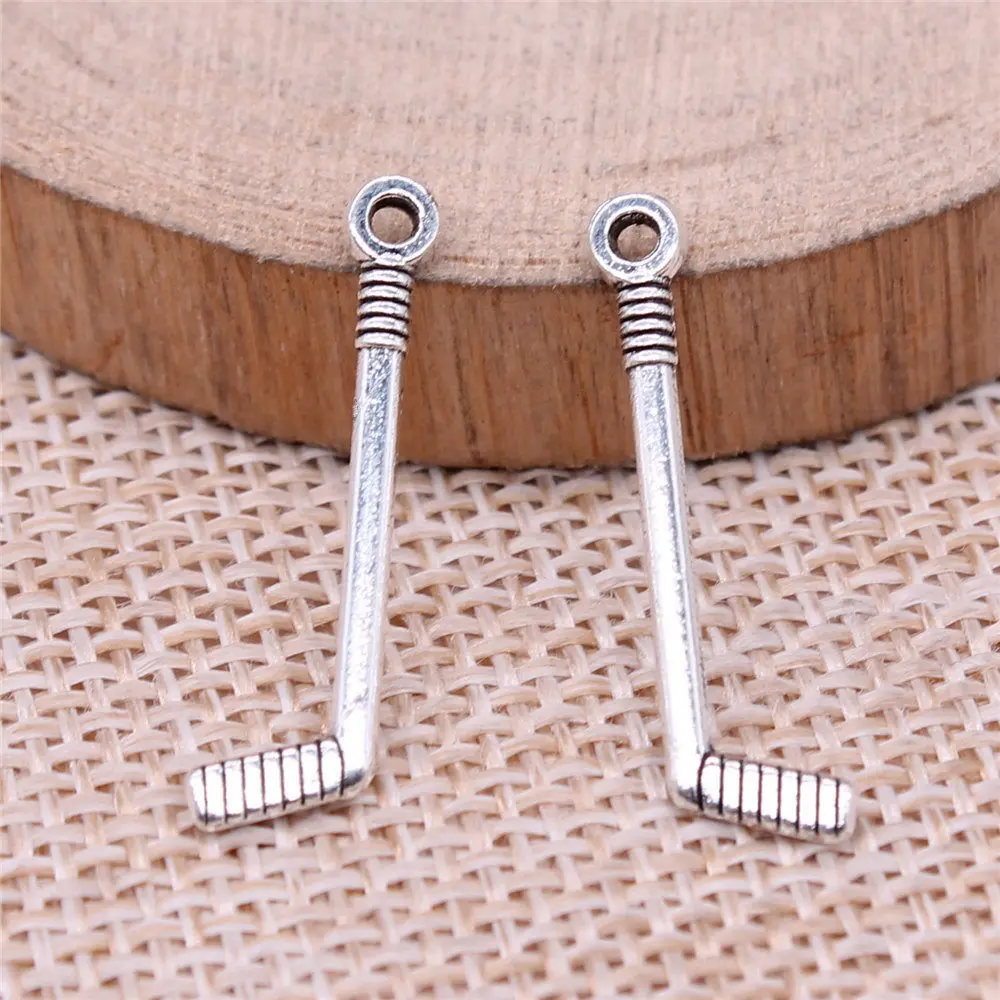 Men Accessories Hockey Stick Charms Jewelry Making 25x7mm 40pcs