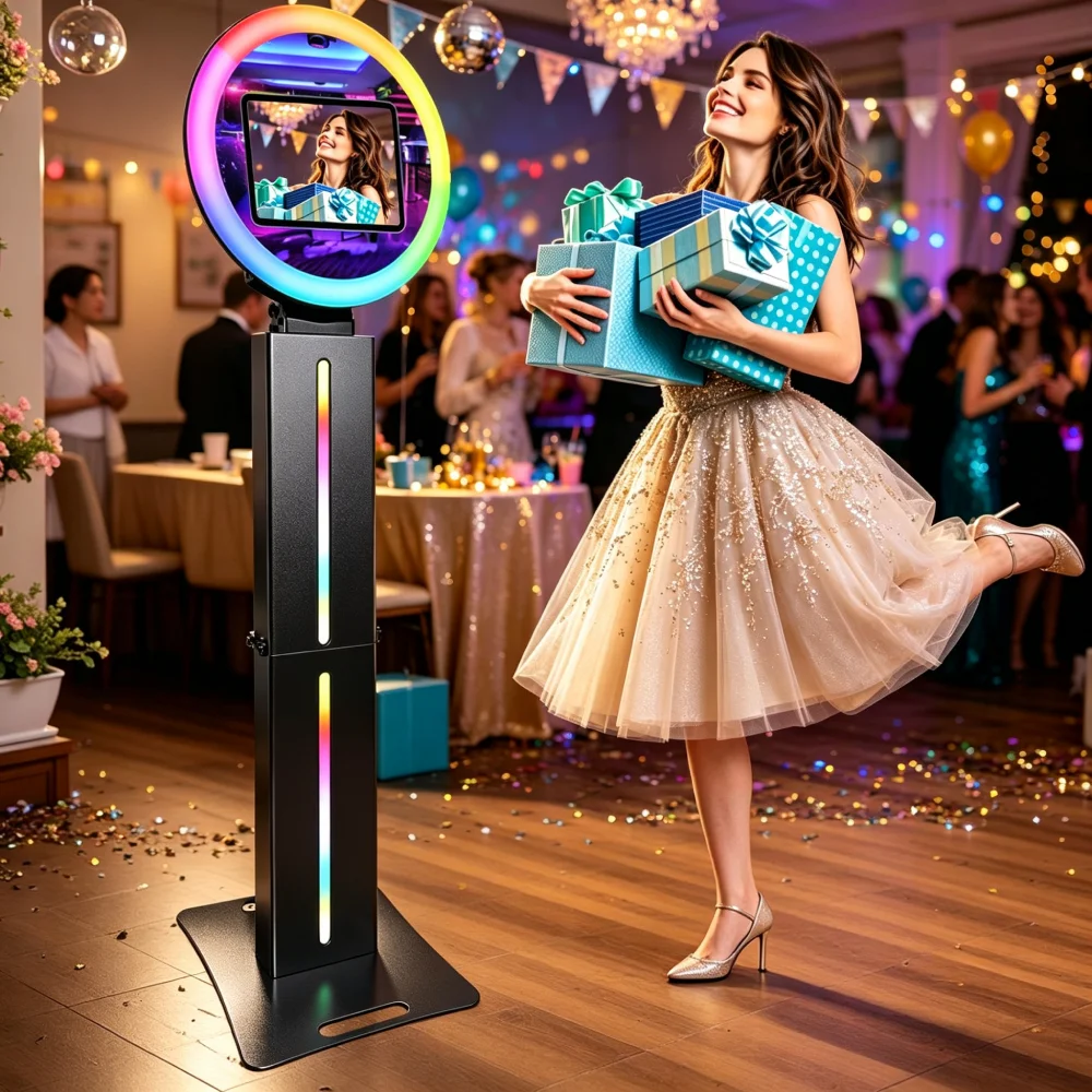 iPad Photobooth Machine Selfie for iPad 9.7'' 10.5'' 11'' 12.9'' 13'' Black Photobooth Machine for Wedding Birthday Photo Booth