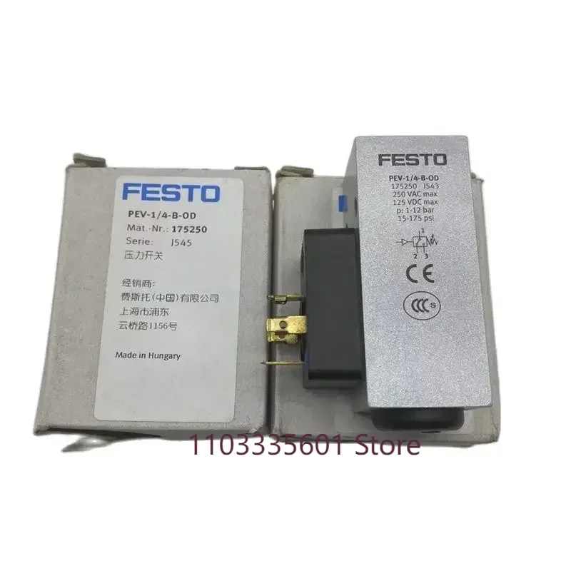 

FESTO Pressure switch 175250 PEV-1/4-B-OD 161760 192488 PEV-1/4-B 10773 192489 PEV