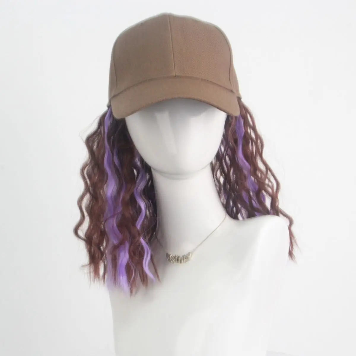 Anxin Hat Wig for Women Short Wave Baseball Cap Wig with Curly Hair Extensions