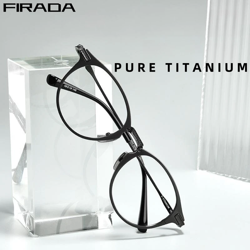 

FIRADA Fashion Luxury Glasses Retro Pure Titanium Round Eyewear Comfortable Prescription Eyeglasses Frame For Men Women DRX2078