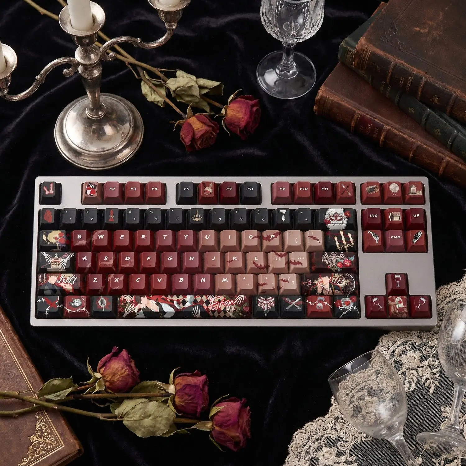 122 Keys Light and Night Evan Custom Keycaps Cherry PBT Transparent Key Cap for Made68 Mad68 Wooting 60 Mechanical Keyboard