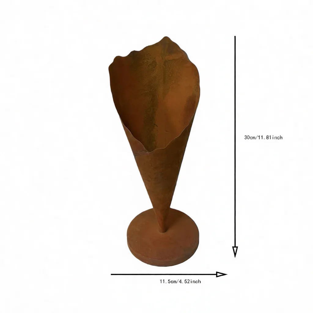 Vintage Style Metal Ice Cream Cone Planter Rustic Iron Flower Pot Decorative Ornament For Home Garden Yard Creative Decor