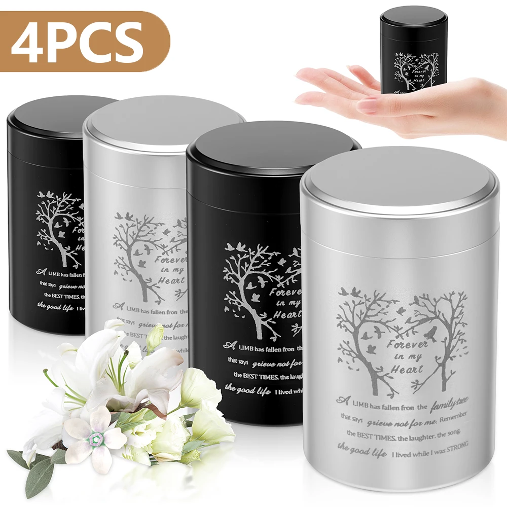 4Pcs Small Keepsake Urn Aluminum alloy Mini Urns Tree of Life Pet Memorial Ashes Holder Memorial Exquisite Mini Cremation Urn