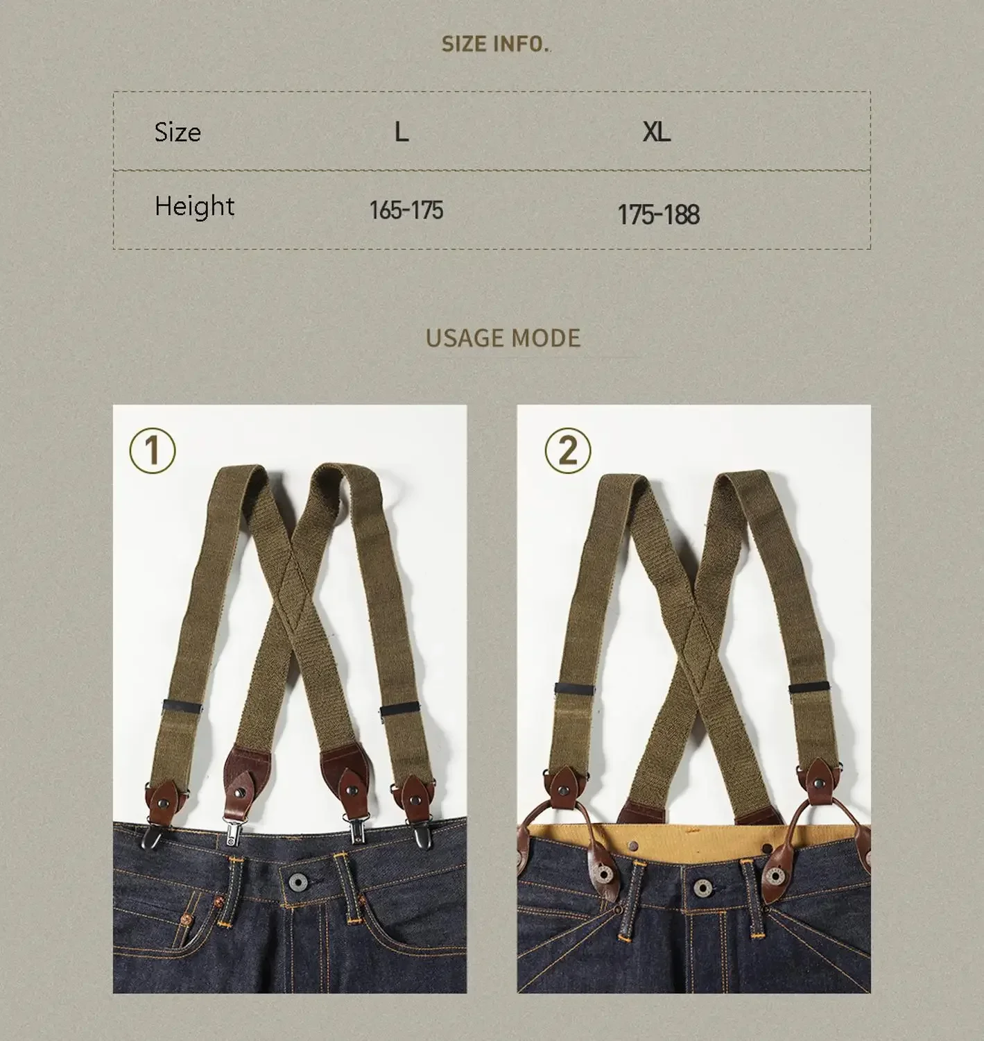 Suspender X-Back Pria Tornado Merah dengan Klip Kawat Gigi Gaya Vintage Elastis yang Dapat Disesuaikan