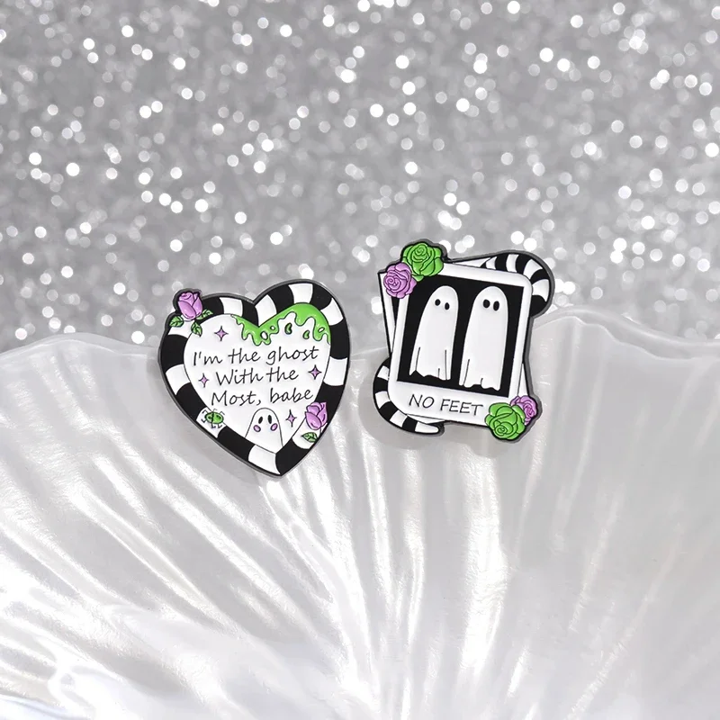 Cartoon Cute Ghost Boo Enamel Pins Halloween Spooky I\'m The Ghost With The Most Babe Brooch Collar Lapel Badge Jewelry Ornaments