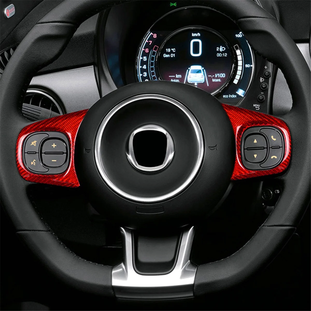 

M54K_Наклейка из твердого углеродного волокна для Fiat 500 2020-2023 (черная)