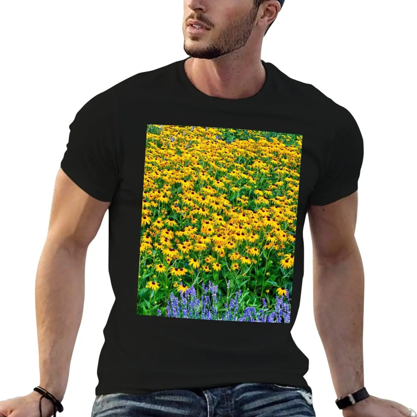 Black-eyed Susans And Lavender T-Shirt new edition for a boy anime t shirts plain t shirts men