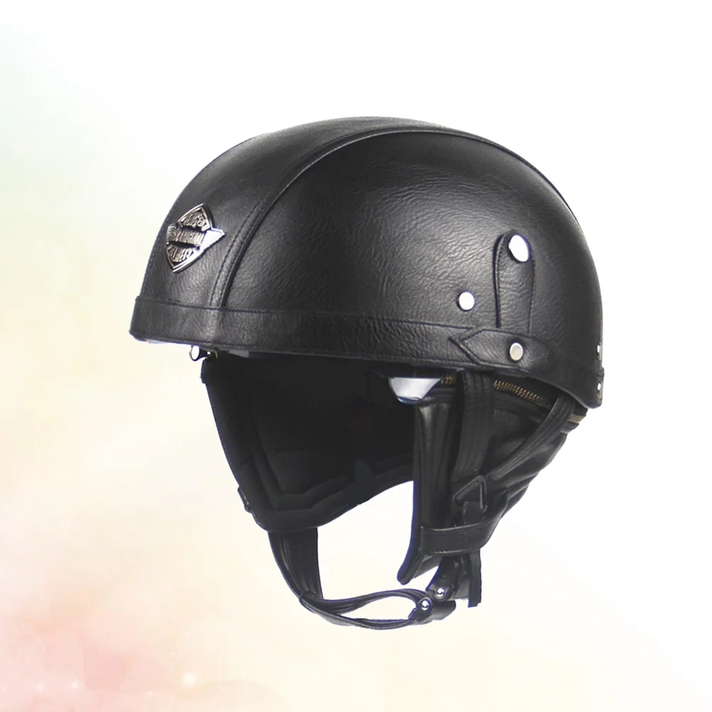 

1PC Vintage Half PU Outdoor Riding Safety for Motorcycle (Black) riding motorcycle helmets