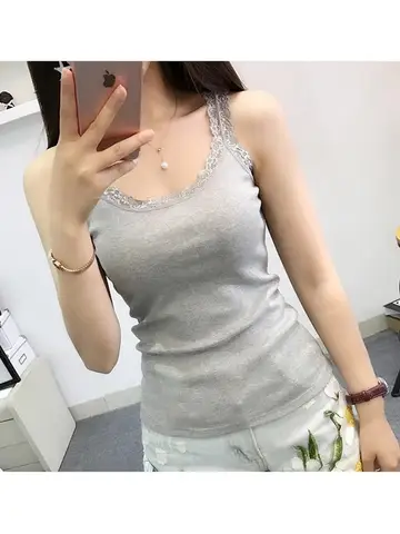 Tops negros, camiseta sin mangas de verano para mujer con Top de encaje, ropa interior roja, camisolas de encaje, ropa interior holgada, chaleco para mujer