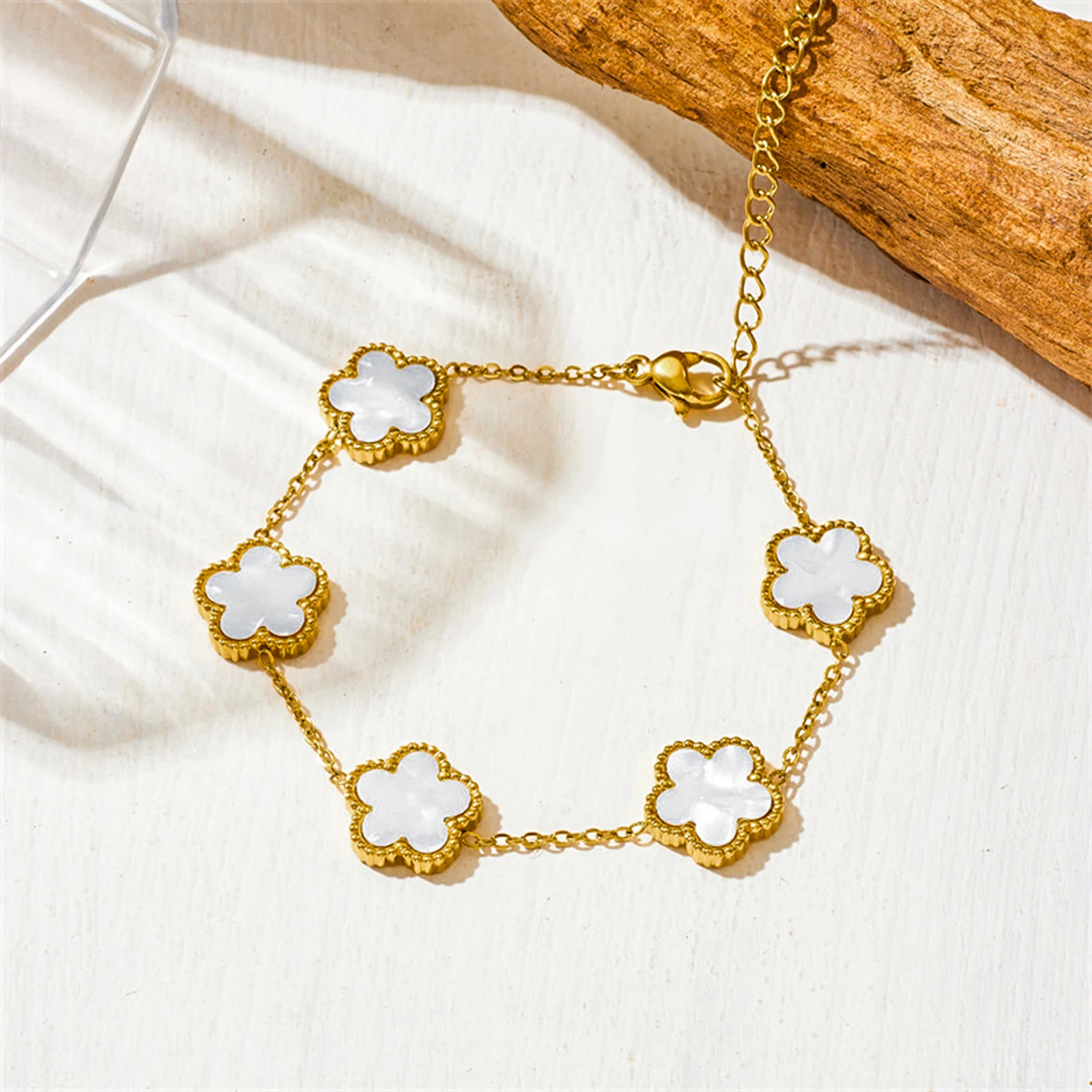 Women Bags Price - Five-petal Flower Clover Chain Link Bracelet