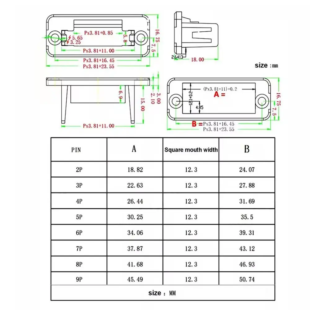 Pitch 3.81mm 15EDGWC 3.81mm Terminal Block 2P/3P/4P/5P/6P/8P/9P Through-wall Welding-free JM15EDGKM 3.81mm Pitch Connector