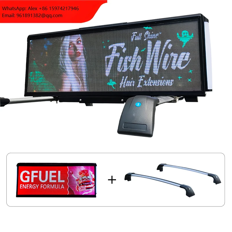 Custom P2 P2.5 P3 P4 P5 Taxi Headrest Advertising Screen Outdoor Waterproof Roof Board Digital Advertising Screen For Taxi