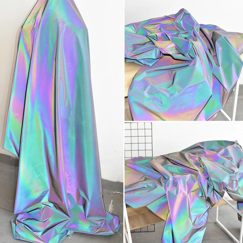 Colorful Reflective Material Tiktok Gradual Color Glow Functional Super Bright Colorful Creative Clothing Color Changing Fabric