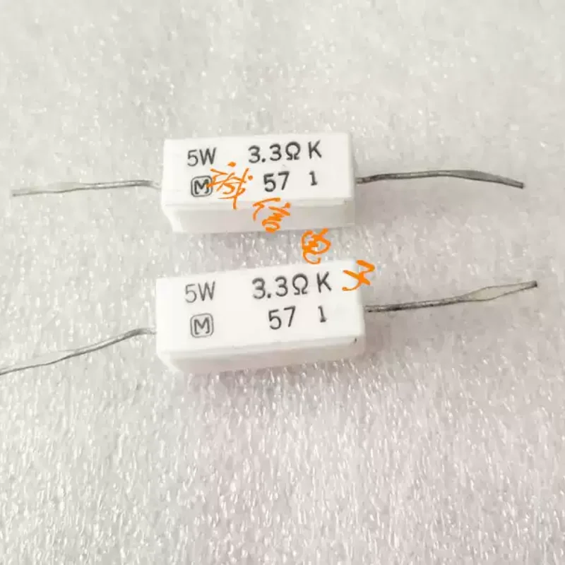 5-100pcs cement resistance 5W 3.3RK 3.3R 3.3 ohms horizontal copper foot real shot
