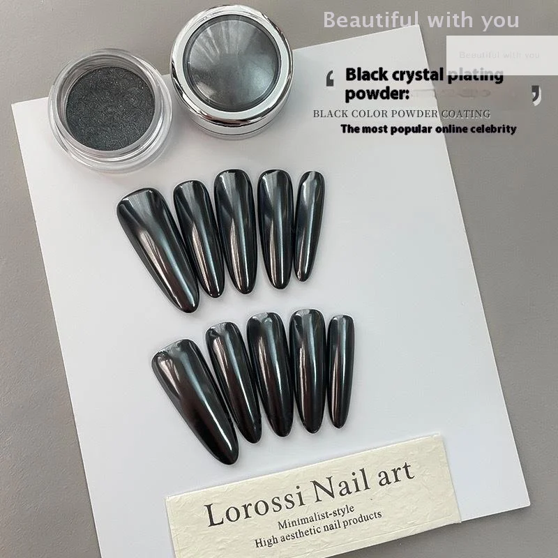 Paillettes revêtues de cristal noir, reflets brillants, breloque pour ongles, décoration pour Salon de manucure, fournitures de manucure