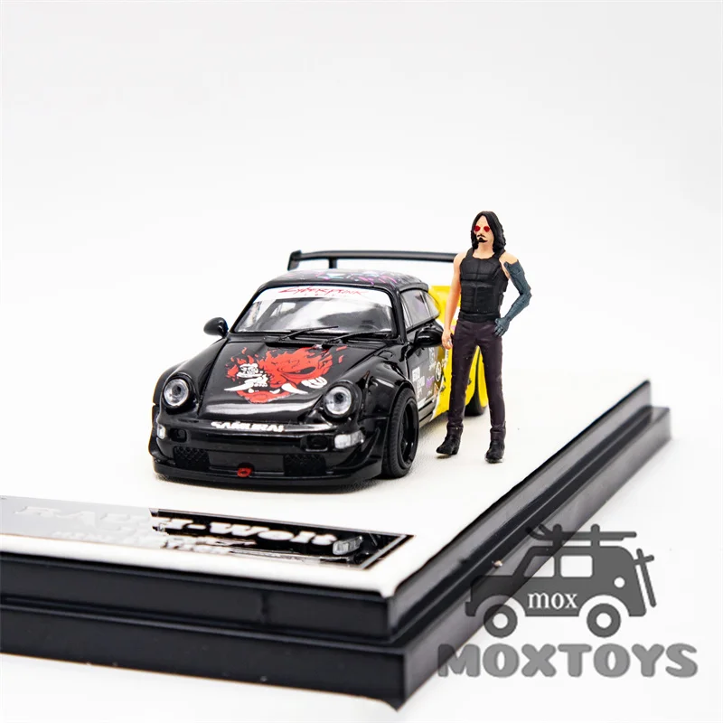 Mini Station 1:64 RWB 964 SAMURAI 2077 BlackYellow / SilverGreen limited499 Diecast Model Car