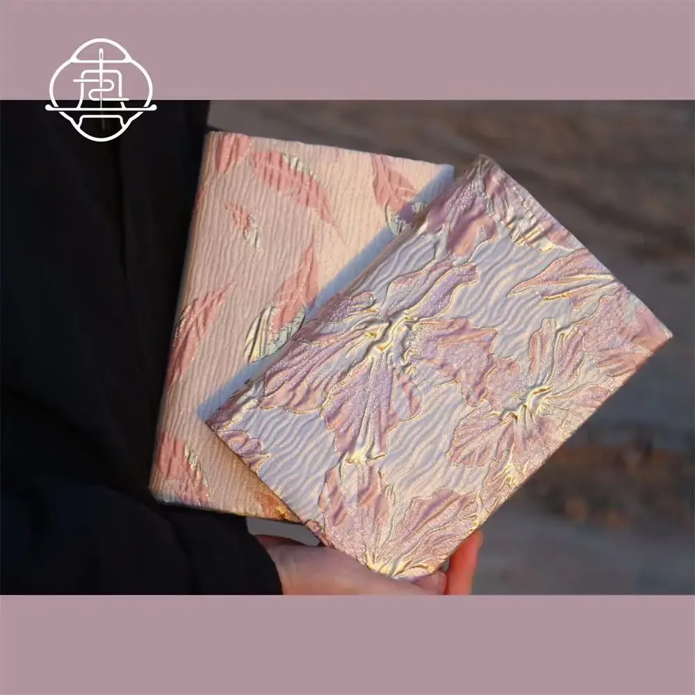【Golden Feather and Lily】Original Handmade Notebook Covers Protector Book Sleeve Crafted Fabric Products Diary Cover,in Stock