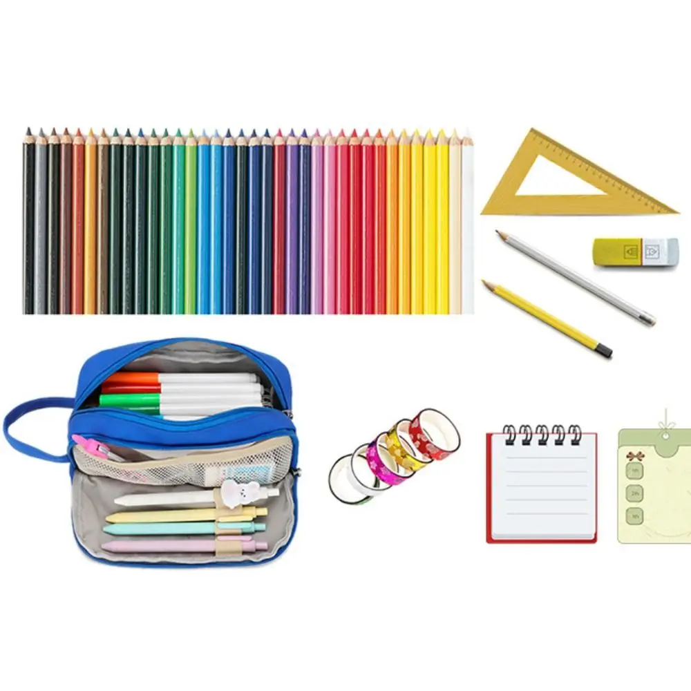 Grande Capacidade Waterproof Canvas Pencil Case, Multifuncional Pen Bag, Bolsa estilo coreano, Papelaria Bolsa, Material escolar e de escritório