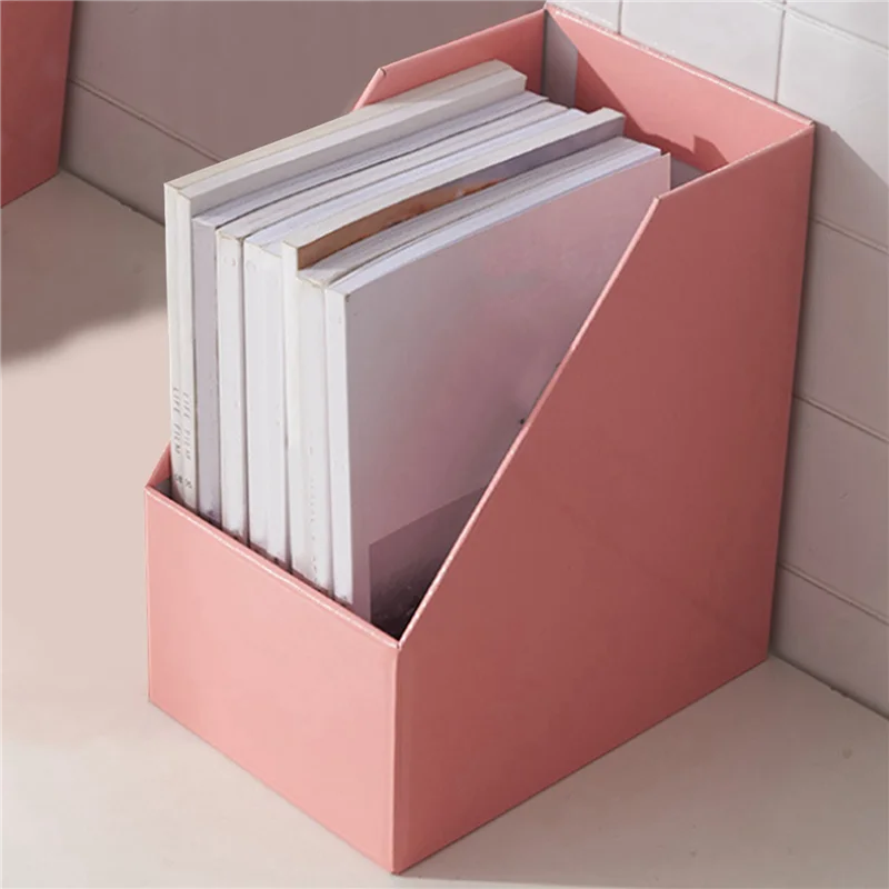 ABLN-4X Kraft Paper Magazine Rack Bookend Large Book Stand File Holder Foldable Documents Organizer Office Storage Rack