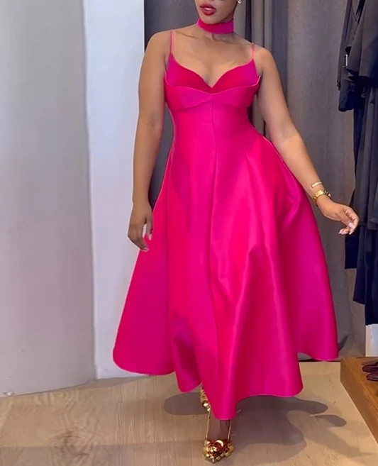 섹시한 우아한 저녁 파티 드레스 기질 캐미솔 v 넥 하이 웨이스트 슬리밍 a 라인 드레스 롱 스커트 패션 2025 캐주얼