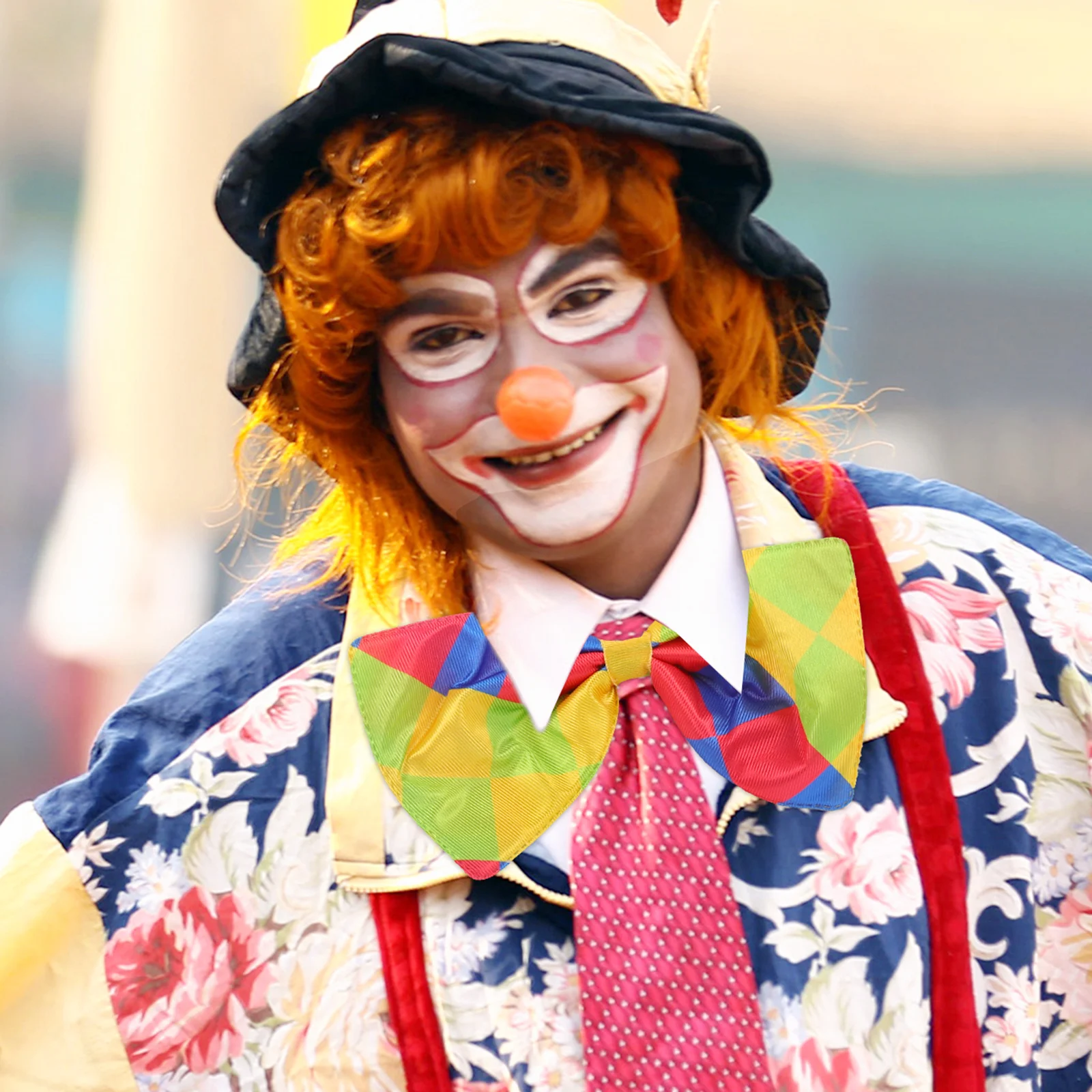 

2Pcs Clown Bowtie Oversized Multicolor Polka Dot Bowknot Elastic Clown Costume Accessory Party Stage Performance Fancy