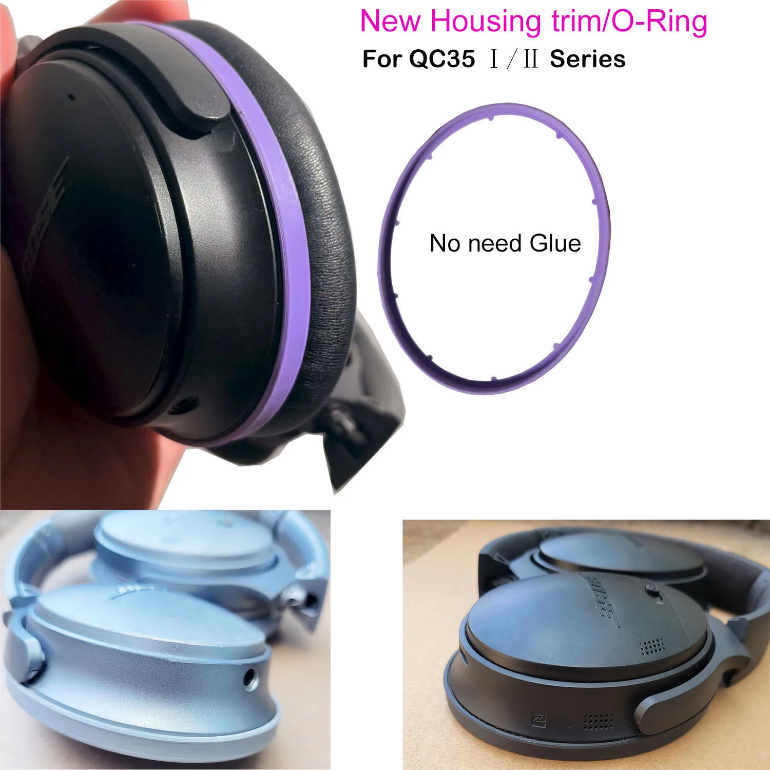 

A Custom-Designed Housing Trim of Bose QC35 Series headphone Speaker Plastic Shell Edge Decorative 0-ring.