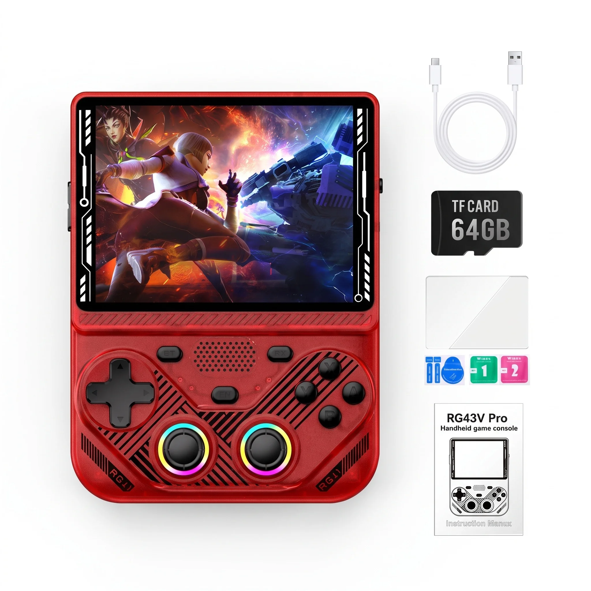 Портативная игровая консоль AISLPC RG43V PRO с двумя системами, 4,3-дюймовым IPS-экраном, Wi-Fi 6, чипом RK3562, более 22000 игр, портативный карманный видеоплеер