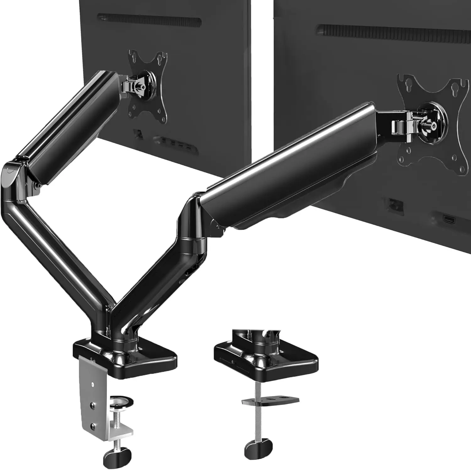 Dual Arm Monitor Desk Mount Height Adjustable,Counterbalance Pneumatic Stand, VESA Bracket Arm Fits Most Screens up to 32 inches