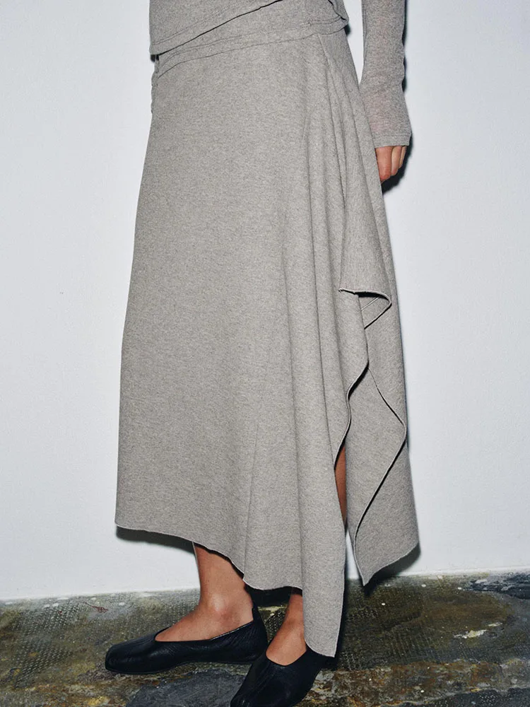 2025년 겨울 신상 여성 패션 스위트 비대칭 미디 스커트 민족 무대 의상 미디 스커트 5648 707