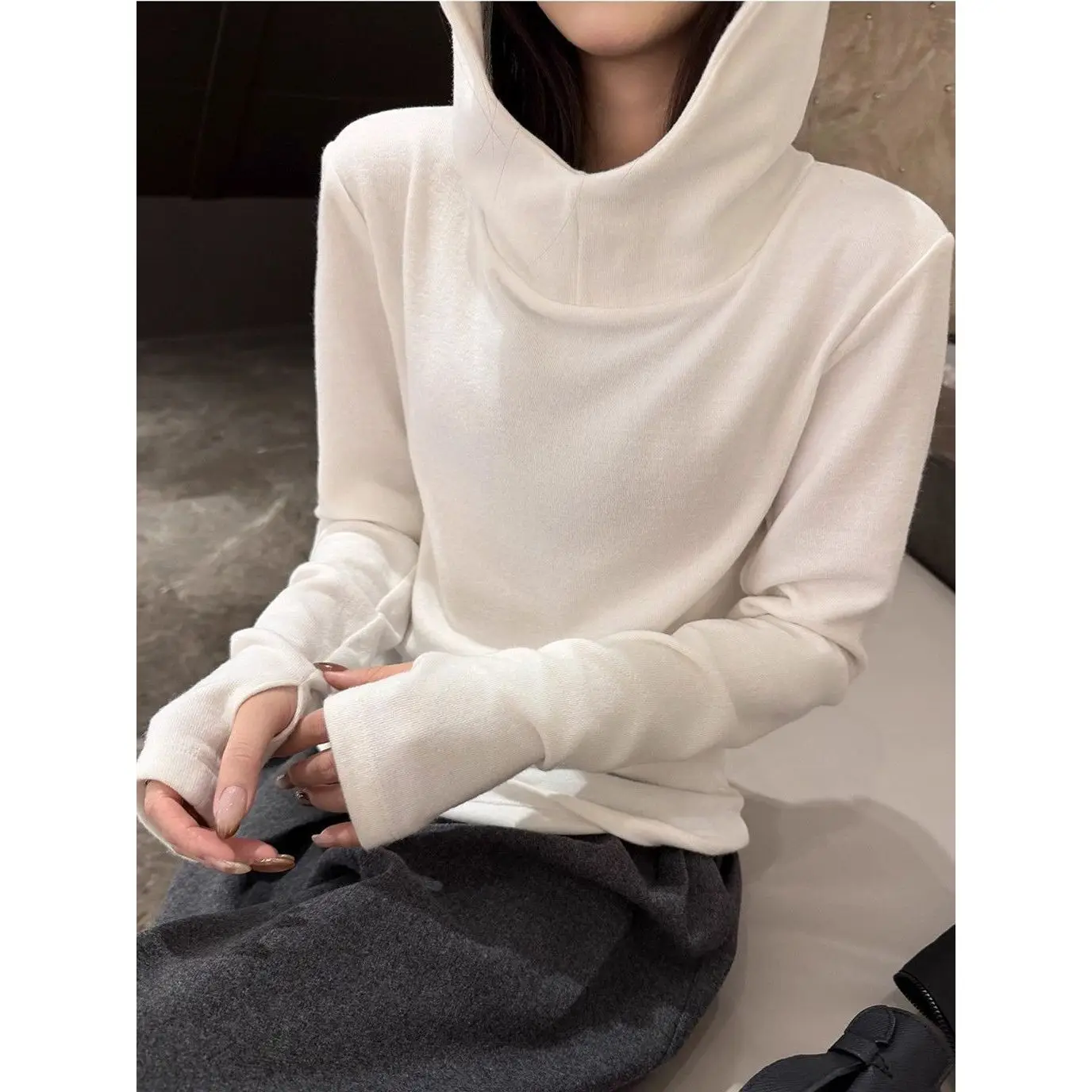 Women's Hoodie Thermal Shirt Long Sleeve Outdoor Casual Sports Top Slimming Stylish Dervo Polyester Spandex Blend Commute Ready