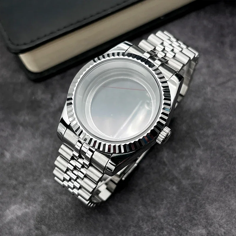 

36mm/39mm NH35 Case Stainless Steel Bracelet Strap Magnifying Glass for Datejust NH36 Movement Modification Watch Accessories