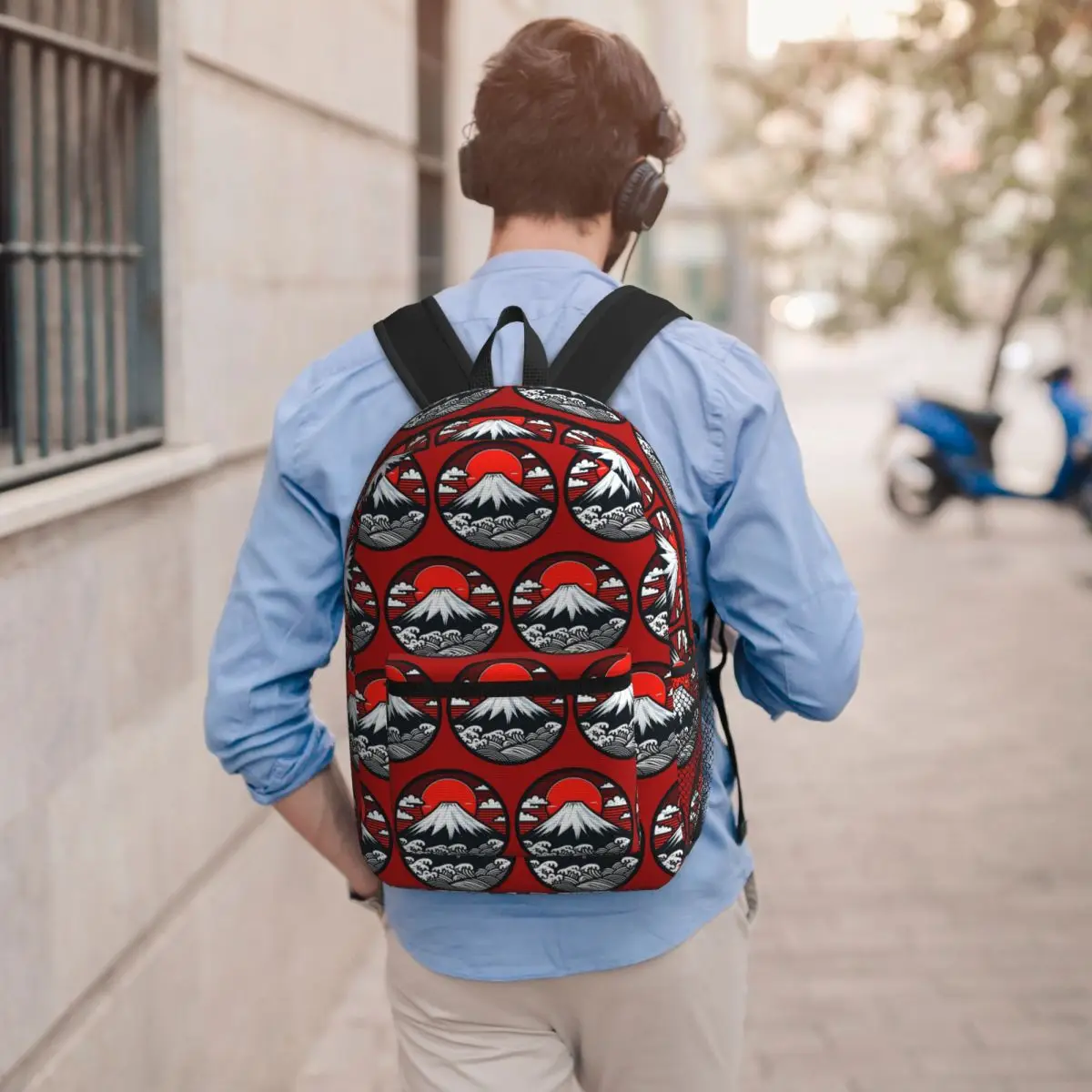 Mount Fuji And The Great Wave Off Kanagawa Student Backpack School Bag Hiking Travel Daypack for Boys Girl Bookbag Shoulder Bags
