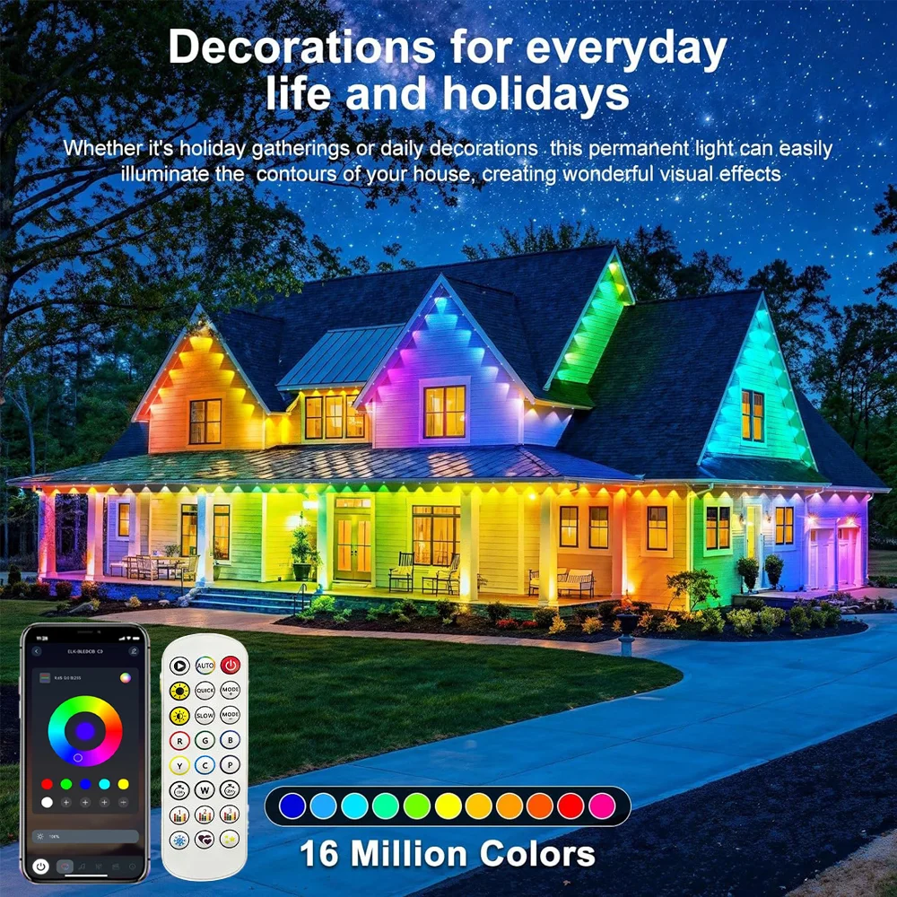 15M/30M Smart RGB Eave Lights - Outdoor Lighting Year Round 评论和价格
