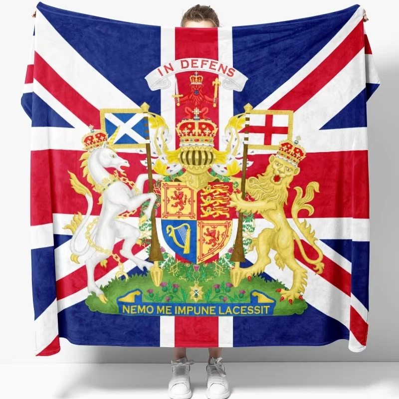 United Kingdom WK Emblem Flannel Throw Blanket Wales Scotland England Flag Cozy Soft Lightweight for Couch Sofa Bed