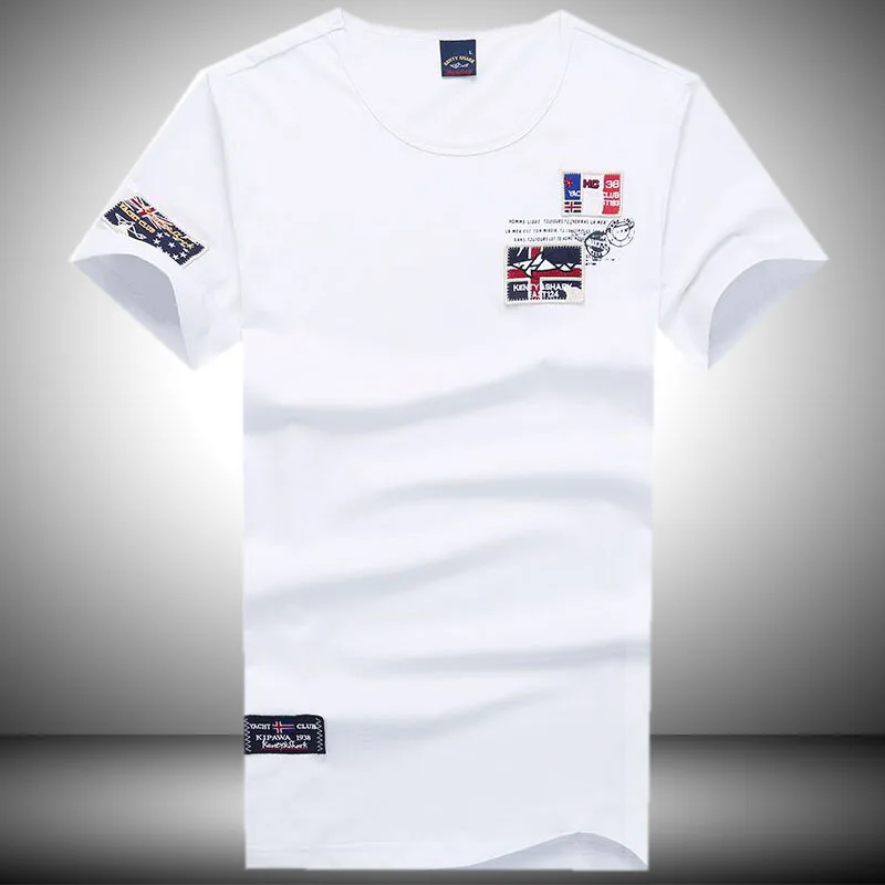 

Summer ark round Ne Color f Sve Large Size Printed Silk Cotton Men's Youth ort Sve Base irt T-irt