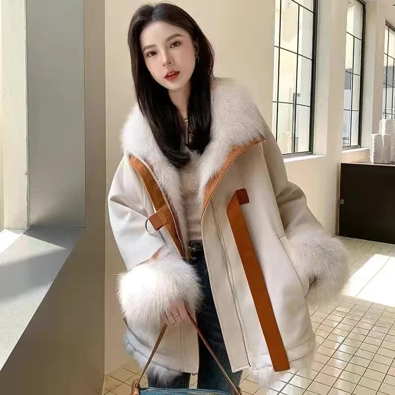 Environmentally Friendly Imitation fox fur Grass Inner Lining pie Overcomes Women's 2024 Winter Loose Medium Long Female Jacket